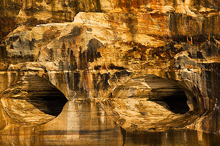 Pictured Rocks wall detail with caves
